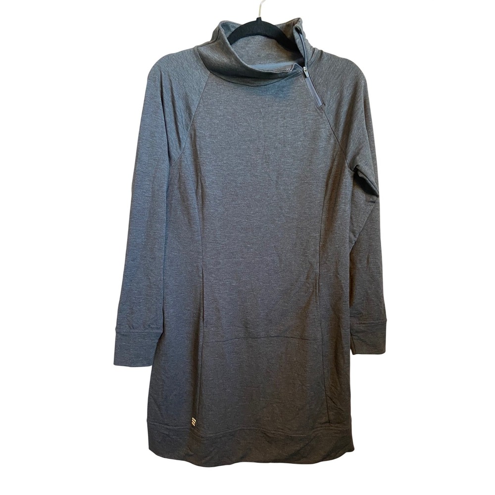 Title Nine Guthrie Gray Heathered French Terry Zip Dress M
